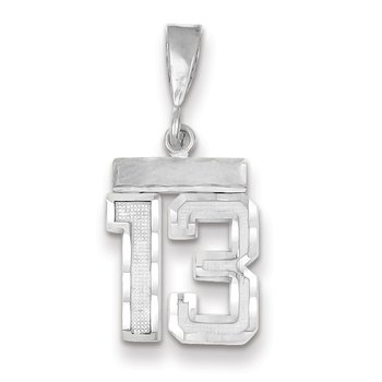 14kw Small Brushed Diamond-cut Number 13 Charm