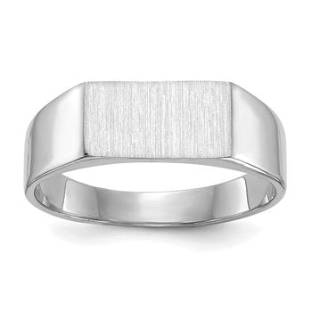 14k White Gold 10.5x5.5mm Closed Back Signet Ring