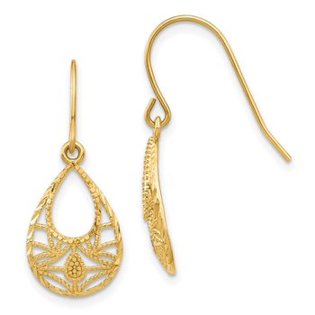 14K Diamond-cut Dangle Earrings