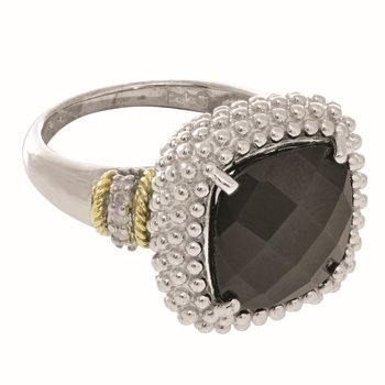 18K & Sterling Silver Diamond Cut/ Textured Popcorn Size-7 Ring