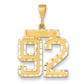 14k Large Brushed Diamond-cut Number 92 Charm