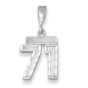 14kw Small Brushed Diamond-cut Number 71 Charm