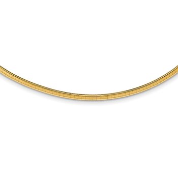 14k Polished 3mm Lightweight 16 inch Domed Omega Necklace
