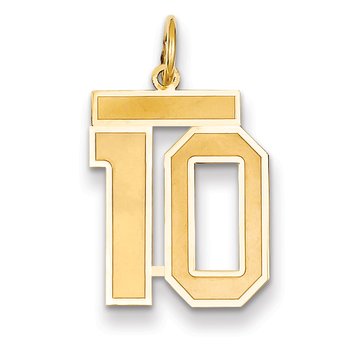 14k Medium Satin Number 10 Charm