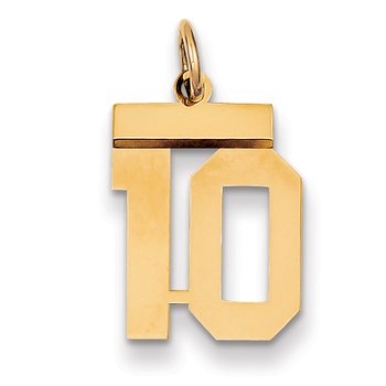 14k Small Polished Number 10 Charm