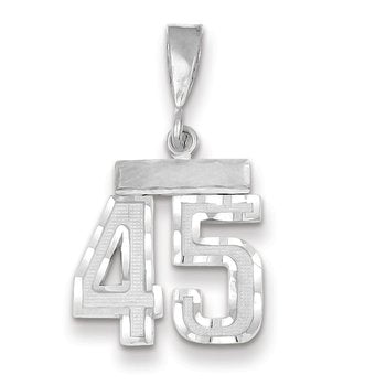 14kw Small Brushed Diamond-cut Number 45 Charm
