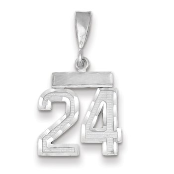 14kw Small Brushed Diamond-cut Number 24 Charm