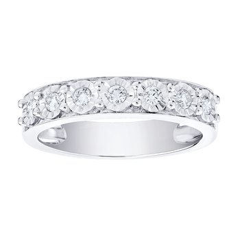 Miracle Plate 10k White Gold Illusion Band Diamond 0.20 Ctw