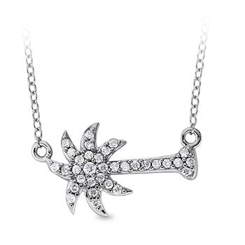 OCEANITY ™ 14k White Gold Pendant Sideways Pave Set Palm Tree Diamond 0.20 Ctw