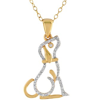 ZooLightful™ 14K Yellow Gold Cutout Pave Set Dog Pendant Diamond 0.15 Ctw