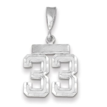 14kw Small Brushed Diamond-cut Number 33 Charm