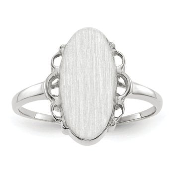 14k White Gold 7.0x14.5mm Open Back Signet Ring