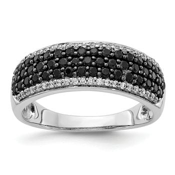 14k White Gold White and Black Diamond Band Ring