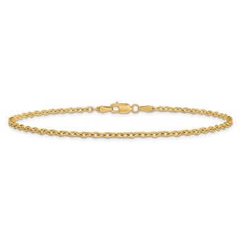 14K 10 inch 2.2mm Forzantine Cable with Lobster Clasp Anklet