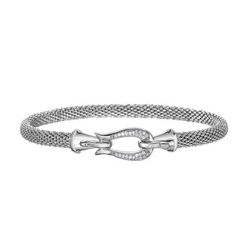 Sterling Silver 7.25in Polished Bangle with Hook Clasp