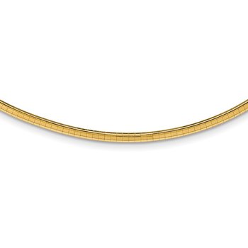14k Polished 3mm Standard Weight 16 inch Domed Omega Necklace