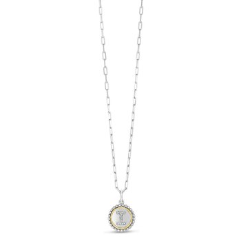 18K & Sterling Silver 20in Diamond Cut/ Textured Necklace with Pear Shaped Lobster Clasp