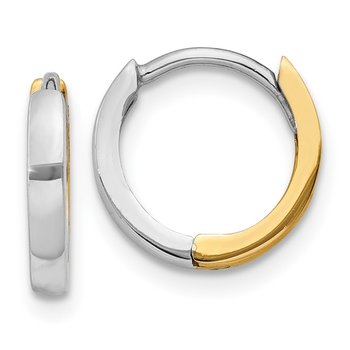 14k Two-tone 1.5mm Round Hinged Hoop Earrings