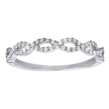 14K Yellow Gold 2 Interwoven Pave Set Diamond Ring 0.20 Ctw