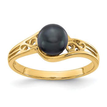 14k 6mm Black FW Cultured Pearl ring