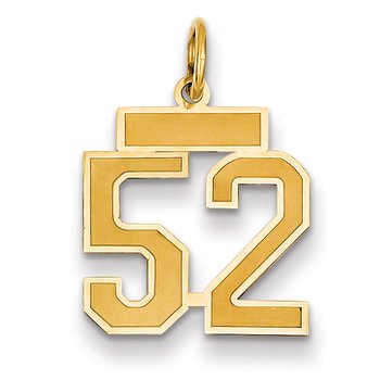 14k Small Satin Number 52 Charm
