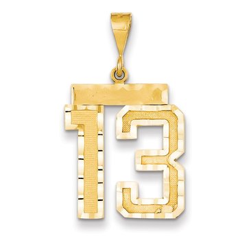 14k Large Brushed Diamond-cut Number 13 Charm