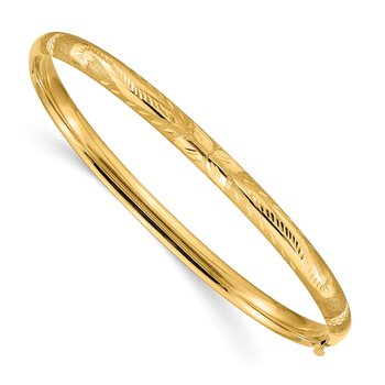 14k 3/16 Florentine Engraved 5.00mm Hinged Round Bangle Bracelet