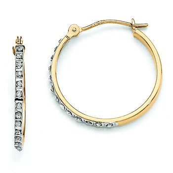 14k Diamond Fascination Round Hinged Hoop Earrings