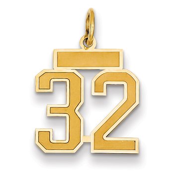 14k Small Satin Number 32 Charm