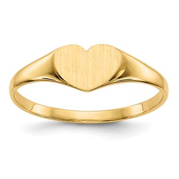 14k 7.5x6.0mm Closed Back Heart Signet Ring