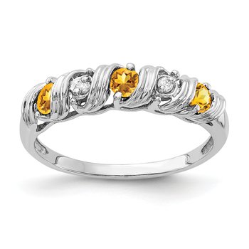 14k White Gold 2.75mm Citrine A Diamond ring