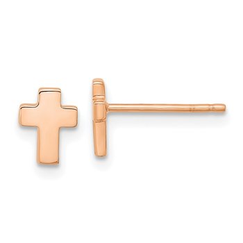 14k Rose Gold Polished Small Cross Post Earrings