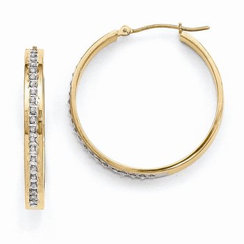 14k Diamond Fascination Round Hinged Hoop Earrings
