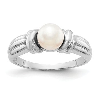 14k White Gold 6mm FW Cultured Pearl Ring