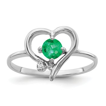14k White Gold 4mm Emerald AA Diamond ring