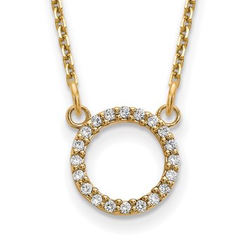 14k Polished 1/15 carat A Diamond Open Circle 18 inch Necklace