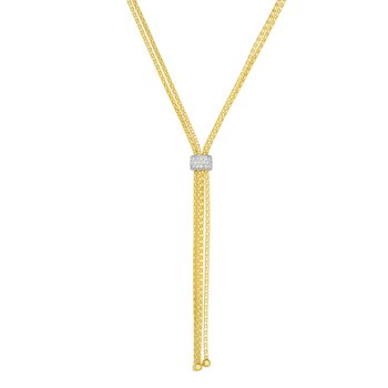 14K 17in Two-Tone Polished Popcorn Necklace with Lobster Clasp