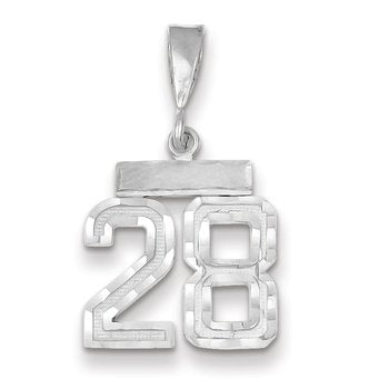 14kw Small Brushed Diamond-cut Number 28 Charm