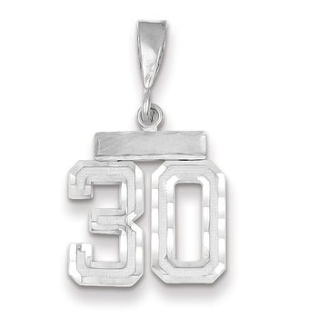 14kw Small Brushed Diamond-cut Number 30 Charm