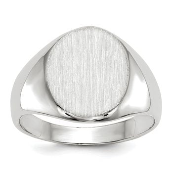 14k White Gold 11.0x12.5mm Open Back Signet Ring
