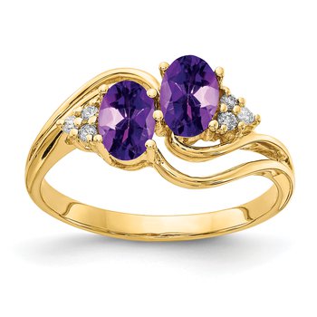 14k 6x4mm Oval Amethyst AAA Diamond ring