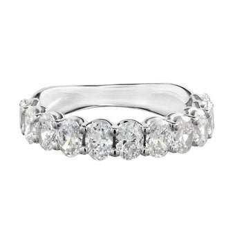 14K White Gold 11 Prong Set Oval Shapes Diamond Ring 1.00 Ctw