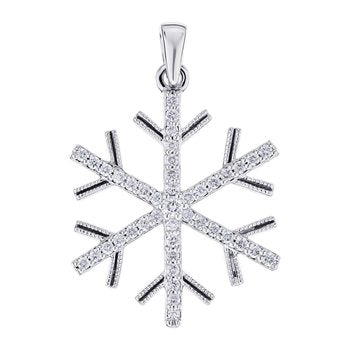 Diamond Frost™ 14k Yellow Gold Simple Diamond Set Snowflake Pendant Diamond 0.25 Ctw