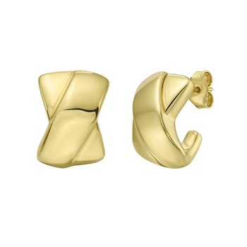 14K Puffed X C-Hoops