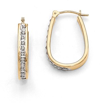 14k Diamond Fascination Squared Hinged Hoop Earrings