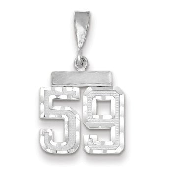 14kw Small Brushed Diamond-cut Number 59 Charm