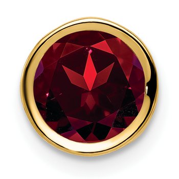 14k 7mm Round Garnet Bezel Chain Slide