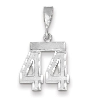 14kw Small Brushed Diamond-cut Number 44 Charm