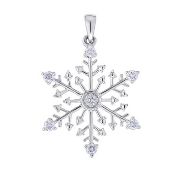 Diamond Frost™ 10k White Gold Diamond Set Snowflake Polished Bail Pendant Diamond 0.25 Ctw