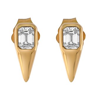 Textura™ 14K Yellow Gold Flush Set Emerald Cuts in Brushed Arrow Shaped Studs Diamond 0.30 Ctw